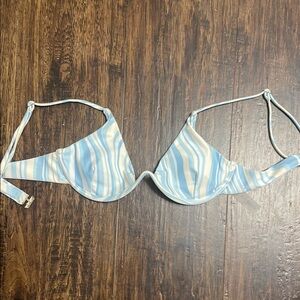 Striped Blue and White Bikini Top